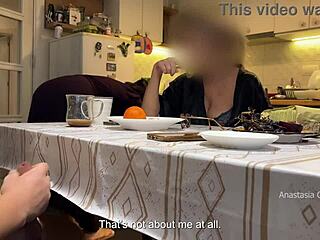 my husband jerking under the table while my step mom and i are in the kitchen 😏