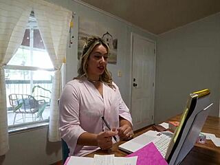 Hot step-mom bends over for monster cock cum on ass