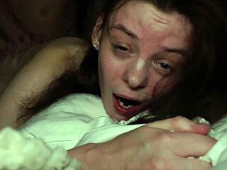 Skinny Brunette Gets Rough Bareback Sex With Big Cock In Bedroom At Night