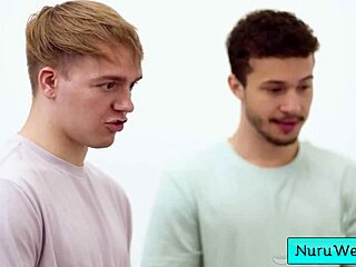 hot bbw masseuse seduces two clients with huge tits