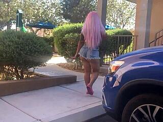 Curvy Pink-Haired Italian In Lingerie Rides Big Clit Pussy On Rome Major. He Cums On Her Hair