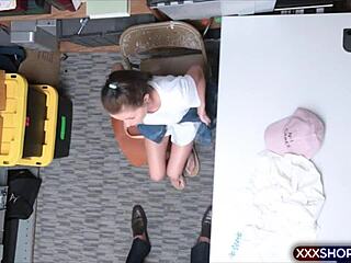 Very cute shoplifter fucks security for freedom