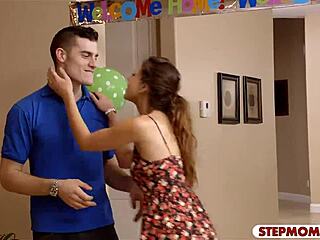 Teen and Milf Offer Pussy as Birthday Present to Old Guy