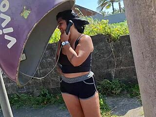 Wife fingers pussy after cum, bends over naked in backyard