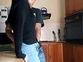 His Best Friend Fucks Me in Kitchen While He Watches TV