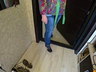 I came to visit my girlfriend and she fucked me with a strapon milf in white panties doggystyle shaking a big butt!