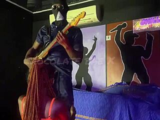 Sexy African Teen Stripper Sucks Off During Performance