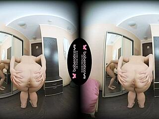 Solo teen 18+ brunette amalia davis with sexy body playing in vr