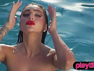 Big Ass Stunning Beauty Strips to Flaunt Naked Figure in the Pool