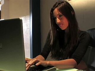 Stunning babe in stockings gives a blowjob and feels so satisfied by that guy.