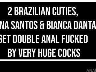 Two Brazilian cuties Bruna Santos and friend in anal action