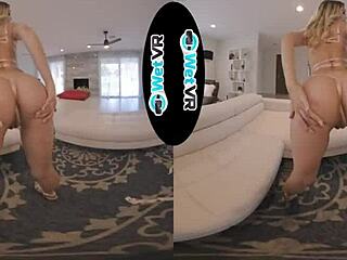 This blonde's tight wet pussy is getting pounded so hard in VR