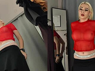 hidden cam spies on pantyless girl in fitting room