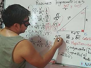 asian student learns trigonometry at 30 degrees in bedroom