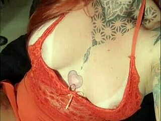 redhead brazilian teases with big clit and tits in sensual shower bath