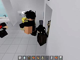 roblox girl takes risks in public bathroom fuck