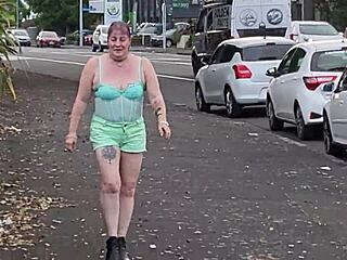 trashy kiwi slut showing off at the mall and on a busy public street 😈