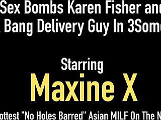 Mature sex bombs Karen Fisher and Maxine X bang delivery guy in threesome