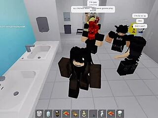roblox girl takes risks in public bathroom fuck