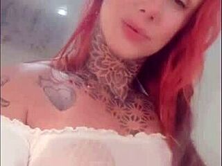 redhead brazilian teases with big clit and tits in sensual shower bath