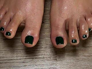 A Close Up View Of My Toes Finger Green Nails Useful To Live Your Fetish