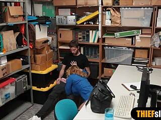 Busty Milf Cop Orders Thief To Lick Her Pussy In Office