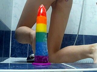 I watch cuntboy Xannie indulge in anal play in the shower