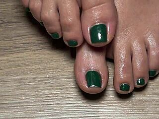 A Close Up View Of My Toes Finger Green Nails Useful To Live Your Fetish