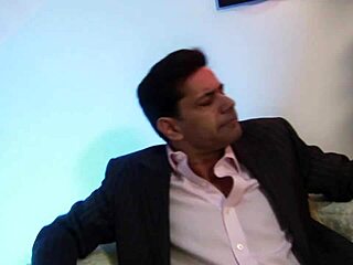 Fucking blonde school girl in heels and stockings with monster cock