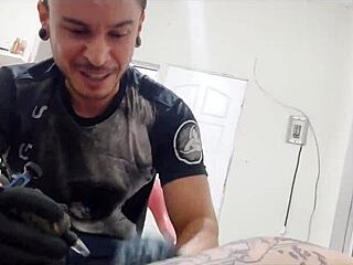 Tattoo created using anal plug in ass.