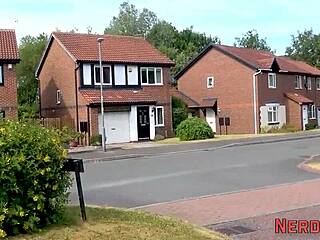 Busty Brit Giving Head to Dweeb