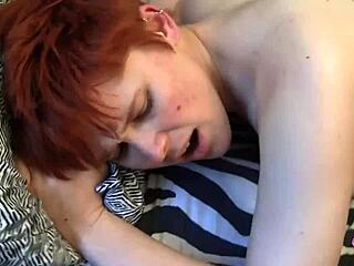 After coming home, I fucked my brunette friend with strap on