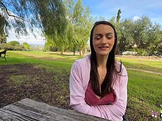 busty summer renee has public fun in the car