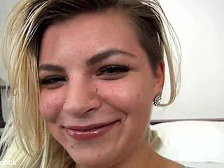 Alex little 18+ cute blonde 19 yo pov blowjob and huge messy cum load wow a