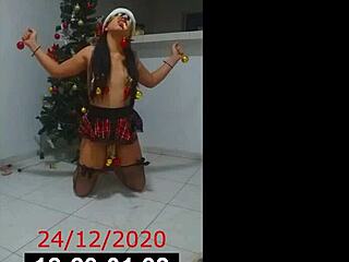 on christmas, this slave gets tied up and choked by her master, gagging and humiliated all night