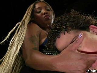 ebony babe anal fucks tied cougar, oh man it's so kinky and rough