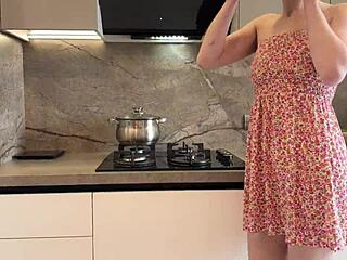 Russian stepmom brazenly rides stepson's big cock in homemade scene.