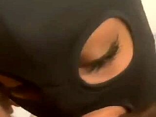 this masked ebony girl from guayaquil starts with a great blowjob, then gets her big ass fucked hard in anal sex, ending with a facial.