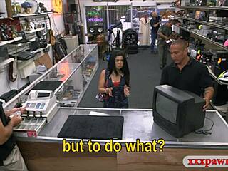Hot latina gets screwed by nasty pawn keeper in hidden cam