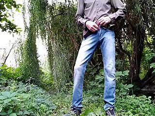 Bent over mother-in-law gets fucked doggystyle outdoors in the park by a big cock