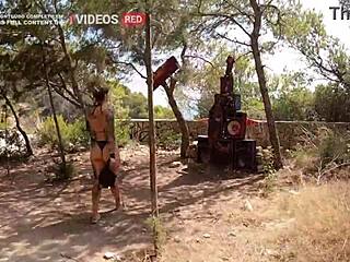 sex on paradise ibiza beach with facial cumshot then public walk