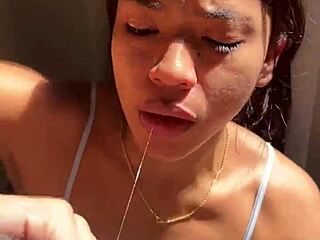 dreamy brunette gives an unfiltered blowjob -amateur couple- nysdel