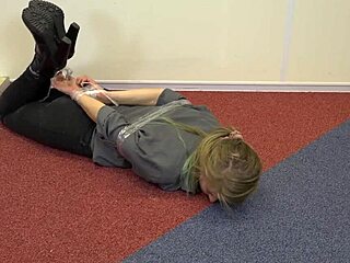 teen violet haze bound as real estate agent in choking bondage session 😈