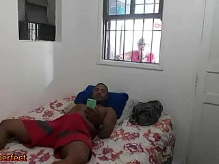 boss gets caught masturbating by hot employee, they fuck in homemade lingerie scene