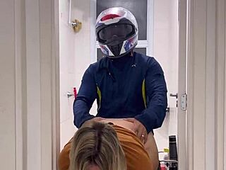 motoboy bursts into women's bathroom and fucks the peeing woman until she cums hard on his dick begging for more pussy