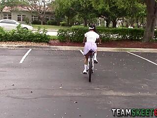 Tiny ebony teen gets facial cumshot