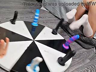 Petite stepsister spins wheel of dildos for her orgasm. Anal action and toys! 😏