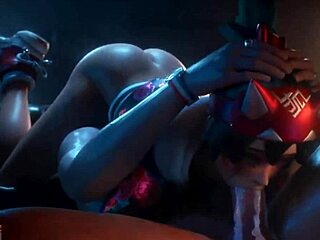 Kiriko deepthroats cock, Freja gets anal