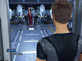 stranded in space, she misses a wild threesome with huge cocks