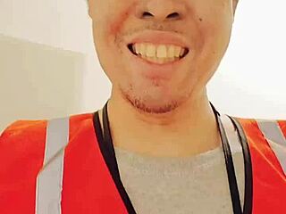 Asian Solo Amateur Walks About During Work Publicly